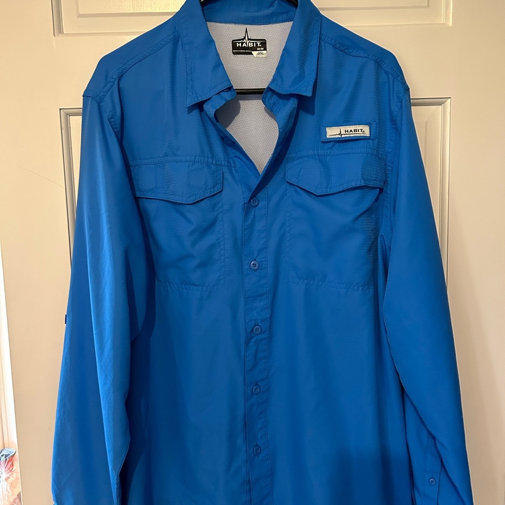 Habitat Men's Casual Button Down Fishing Shirt - Blue